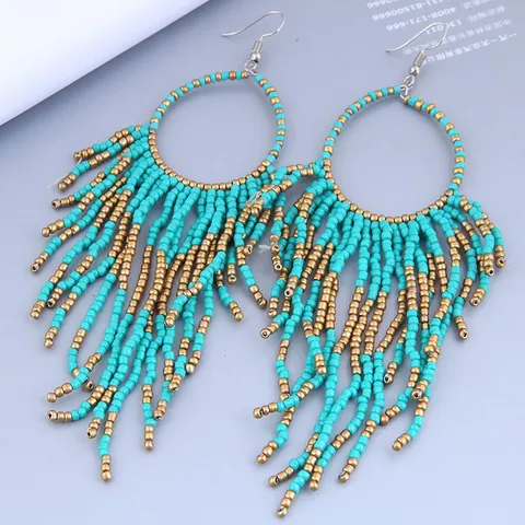 Aqua Blue Seed Bead Earrings