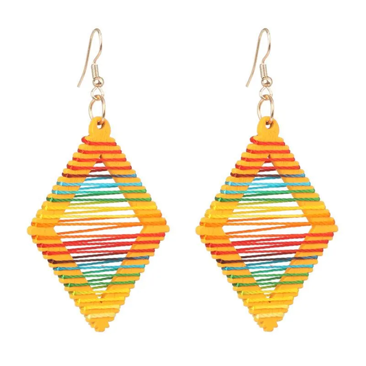 Colorful Wooden Lined Earrings