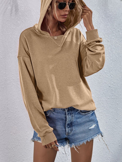 Dropped Shoulder Slit Hoodie